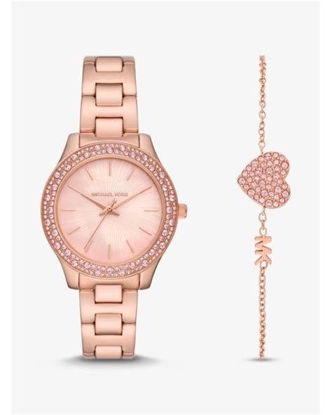 michael kors watch set with bracelet|michael kors liliane watch.